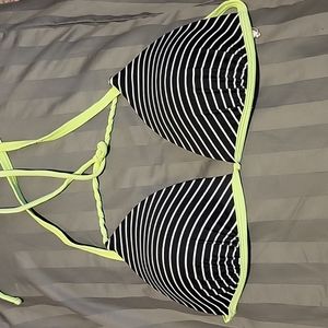 Black and white striped bikini top
